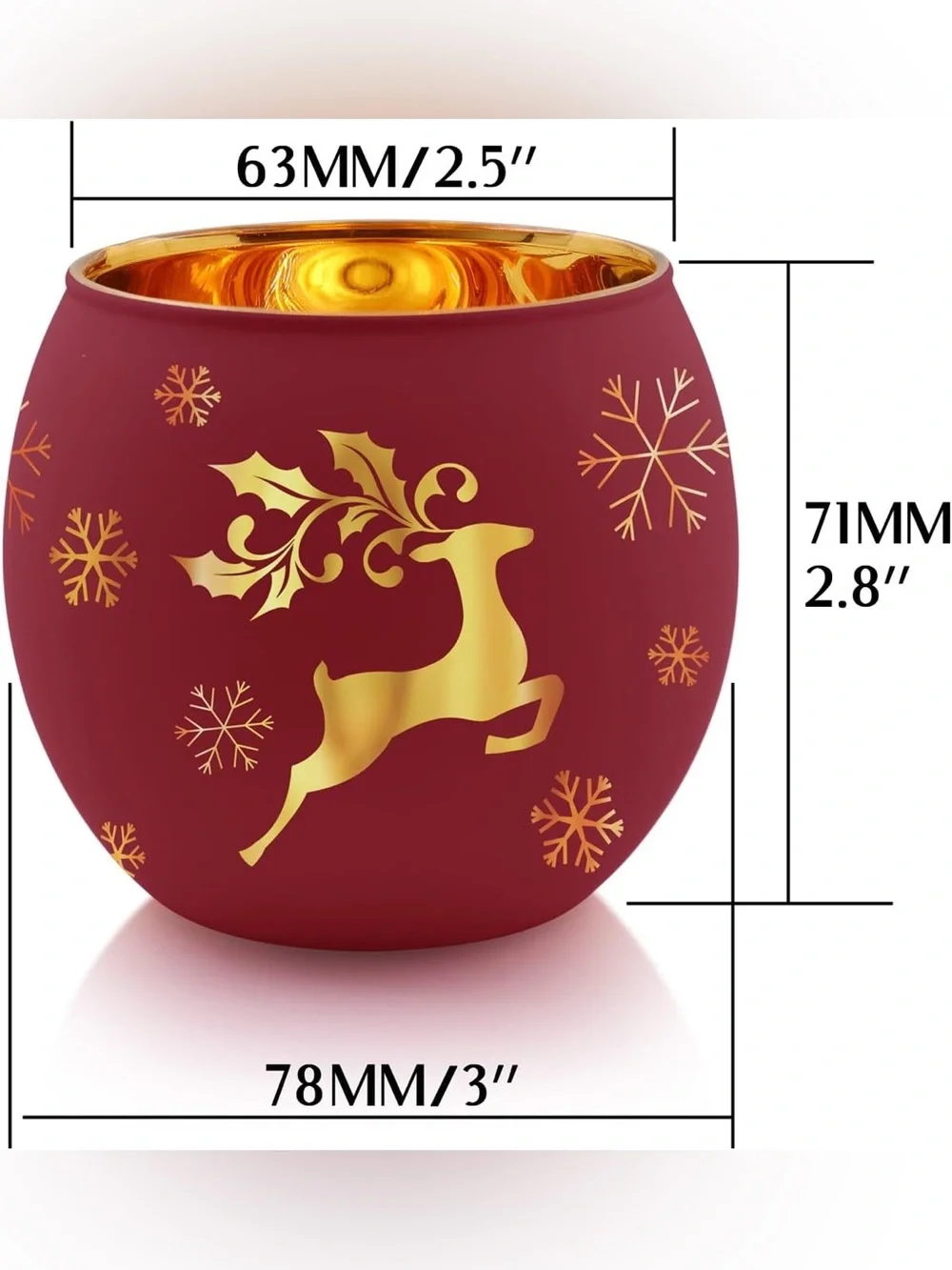 Christmas Votive Candle Holder Set of 6, Red Green White Glass NWT